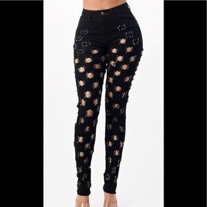 Purple Candy Hole Punch Skinny Jeans